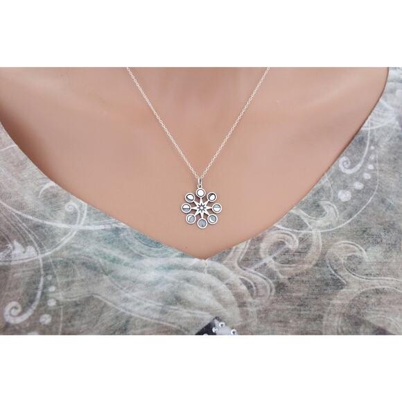 Sterling Silver Moon Phases Pendant in Sun Charm Necklace - Picture 5 of 5